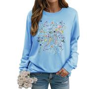 Dresswel Womens Sweatshirts Ladies Jumpers Floral Long Sleeve Pullover Tops