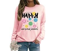 Dresswel Womens Sweatshirts Ladies Long Sleeve Pullover Tops Cotton Jumpers | Vintage Funny Smile Face Graphic Print Crewneck Casual Basic Shirts Blouse