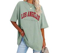 Dresswel Women's T-Shirts Oversized T Shirt for Women Los Angeles California Graphic Print Summer Loose Baggy Tops Crew Neck Short Sleeve Casual Plus Size Tee Shirts