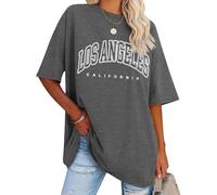 Dresswel Women's T-Shirts Oversized T Shirt for Women Los Angeles California Graphic Print Summer Loose Baggy Tops Crew Neck Short Sleeve Casual Plus Size Tee Shirts