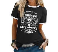 Dresswel Women's T-Shirts Whiskey Graphic Print T-Shirt Short Sleeve Crew Neck Country Music Tee Tops Ladies Summer T Shirts Black