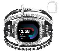 Dressy Boho Bracelet Band &Bling Case for Fitbit Versa 4/Sense 2 Women Strap