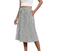 Dressy Sale of Clearance Skirts for Women UK Boho Skirts for Women Trendy Summer Flowy Floral Midi with Pockets Lightweight High Waisted Evening Trendyol Dark Blue