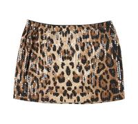 Dressy Sale of Clearance Skirts for Women UK Elasticated Waist Women's Leopard Print Sequins High Waist Tight Hot Girl Sexy Miniskirt Boho Maxi Party Skirts Women UK Scottish Fancy Dress Brown