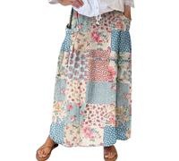 Dressy Sale of Clearance Womens Skirts Summer Women's Floral Art Linen Elastic Waistband Pocket Skirt Boho Ruched Skirt Elasticated Waist Skirts for Evening for Women Trendyol Women Light Blue