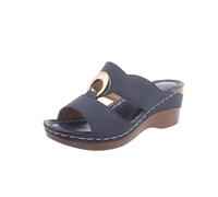 Dressy Sandals Women Summer Wedge Beach Flats Shoes Metal Buckle Wedge Sandals Lightweight Solid Shoes Daily Blue 5.5