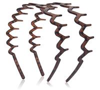 Dresyu Zig Zag Headbands for Women Men, Non-slip Plastic Wavy Headband with Teeth Comb Hairbands Classic 90s Hair Accessories 2pcs (Matte Leopard)