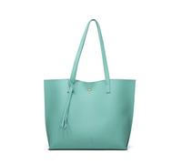 Dreubea Women's Soft Faux Leather Tote Shoulder Bag from, Big Capacity Tassel Handbag, Sea Green New, One Size