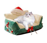 Dreuhuing Cat Sofa Bed - Christmas Recliner with Santa Hat - Pet Couch,for Kitchen Bedroom Living Room Porch Patio Balcony Play Area Apartment Home Indoor Relaxation