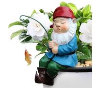 Dreuhuing Fishing Gnome Sitter Statue, Fishing Dwarf Statue, Garden Ornament Outdoor, Gnome Garden Statue, Fishing Resin Figurine Dwarf Sculpture, for Yard Waterfalls Pond Fish Tank Bonsai Decor