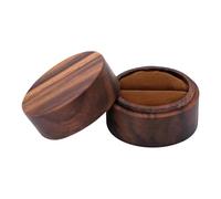 Dreuhuing Wooden Wedding Ring Box - Round Ring Bearer Case - Elegant Ring Holder, Retro Jewelry Storage Box for Wedding Ceremony