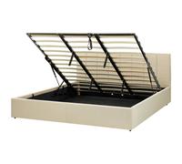 Beliani Ottoman Bed Fabric Dreux 180 X 200 Cm Eu Super King Beige
