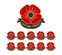 Dreuyet 10/20/50/100Pcs Poppy Enamel Lapel Pin Lest We Forget Red Remembrance Flower Brooch for Veterans Day Memorial Day Patriotic Badge Jewelry for Men Women, Middle, Alloy Steel, no gemstone