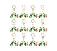 Dreuyet 12 Pcs Cute Caterpillar Keychain Colorful Enamel Charm Hungry Caterpillar Keychains for Backpacks Purses , Green, Standard