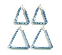 Dreuyet 2 Pairs Bohemia Denim Hoop Earrings for Women Simple Exaggerated Geometric Big Circle Round Star Heart Statement Earrings Chic Jewelry Gifts Wedding Bridal, Middle, Denim Metal, No Gemstone