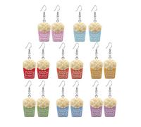 Dreuyet 8 Pairs Popcorn Earrings for Women Handmade Resin Emulational Charm Food Snacks Popcorns Drop Earring Funny Cute 3D Simulation Popcorn Tub Earrings Novelty Jewelry, Middle, Resin, No Gemstone
