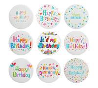 Dreuyet 9 Pieces Happy Birthday Pin Buttons Its My Birthday Pin 2.3 Inch Round Badges Birthday Party Decorations Set for Men and Women, Multicolor, Middle