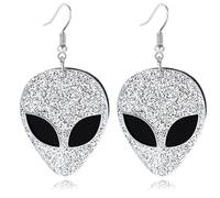 Dreuyet Alien Earrings for Women Men Personalized Acrylic Cartoon Spaceman Alien Earrings Funny Novelty Weird Dangle Earring Halloween Party Jewelry, M, Acrylic, No Gemstone