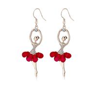 Dreuyet Ballerina Earrings for Women Dainty Sweet Dancing Earrings Crystal Rhinestone Ballerina Drop Dangle Earrings Fashion Elegant Ballet Dancer Jewelry Gift for Women, Zinc, Zircon