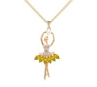 Dreuyet Ballerina Necklace for Women Charm Crystal Rhinestone Ballerina Pendant Necklace Dainty Sweet Dancer Dancing Necklace Ballet Recital Themed Dancer Gifts, Middle, Zinc, Rhinestone