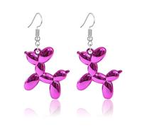 Dreuyet Balloon Dog Earrings for Women 3D Shiny Jelly Balloon Dog Dangle Earrings Colorful Resin Poodle Dangle Earrings Cute Charm Animal Jewelry Birthday Gifts, Middle, Resin, No Gemstone