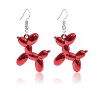 Dreuyet Balloon Dog Earrings for Women 3D Shiny Jelly Balloon Dog Dangle Earrings Colorful Resin Poodle Dangle Earrings Cute Charm Animal Jewelry Birthday Gifts, Middle, Resin, No Gemstone