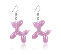 Dreuyet Balloon Dog Earrings for Women 3D Shiny Jelly Balloon Dog Dangle Earrings Colorful Resin Poodle Dangle Earrings Cute Charm Animal Jewelry Birthday Gifts, Middle, Resin, No Gemstone