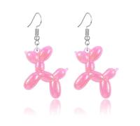 Dreuyet Balloon Dog Earrings for Women 3D Shiny Jelly Balloon Dog Dangle Earrings Colorful Resin Poodle Dangle Earrings Cute Charm Animal Jewelry Birthday Gifts, Middle, Resin, No Gemstone