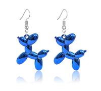Dreuyet Balloon Dog Earrings for Women 3D Shiny Jelly Balloon Dog Dangle Earrings Colorful Resin Poodle Dangle Earrings Cute Charm Animal Jewelry Birthday Gifts, Middle, Resin, No Gemstone