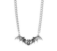 Dreuyet Bat Necklace for Women Mens Fashion Gothic Punk Bat Red Black Crystal Necklace Vintage Vampire Bat Necklace Cool Animal Wing Pendant Necklace Halloween Jewelry Gifts, S, Zinc, No Gemstone