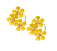 Dreuyet Boho Flower Dangle Earrings for Women Large Metal Floral Petal Earrings Fashion Statement Tiered Triple Flower Dangle Earring Boho Wedding Jewelry, Zinc, No Gemstone