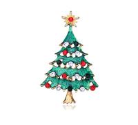 Dreuyet Christmas Brooch Pins for Women Crystal Christmas Tree Bell Snowflake Lollipop Reindeer Enamel Brooches Holiday Party Gift, M, Zinc, cubic zirconia