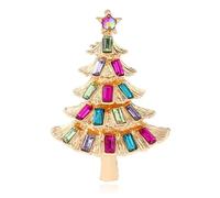 Dreuyet Christmas Brooch Pins for Women Crystal Christmas Tree Bell Snowflake Lollipop Reindeer Enamel Brooches Holiday Party Gift, M, Zinc, cubic zirconia