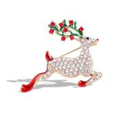 Dreuyet Christmas Brooch Pins for Women Crystal Christmas Tree Bell Snowflake Lollipop Reindeer Enamel Brooches Holiday Party Gift, M, Zinc, cubic zirconia