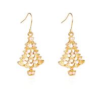 Dreuyet Christmas Dangle Stud Earrings for Women Enamel Crystal Christma Tree Bell BowIknot Milu Deer Lollipop Cane Costume Jewelry Holiday Party, L, Plastic, No Gemstone