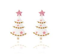 Dreuyet Christmas Tree Earrings for Women Creative Red Green Xmas Tree Drop Dangle Earrings Christmas Party Jewelry Holiday Accessory, M, Acrylic, No Gemstone