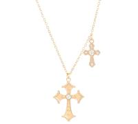 Dreuyet Cross Necklace for Women Trendy Rhinestone Double Cross Pendant Necklace Charm Baroque Style Cross Choker Necklace Valentines Day Christmas Day Jewelry Gifts, Zinc, Cubic Zirconia