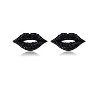 Dreuyet Crystal Sexy Red Lip Stud Earrings for Women Full Rhinestone Kiss Lips Ear Studs Sparkling Earrings Charm Gift for Valentine's Day, Middle, Crystal Rhinestone, No Gemstone