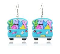 Dreuyet Easter Earrings Cute Bunny Acrylic Earrings Colorful Egg Bunny Carrot Happy Easter Drop Ear-rings for Women Holiday Jewelry Accessories, S, Acrylic, No Gemstone
