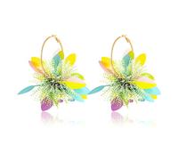 Dreuyet Easter Garland Earrings for Women Glitter Tinsel Rabbit Eggs Macaron Colored Garland Hoop Earring Spring Holiday Festive Party Jewelry, Middle, Metal, No Gemstone