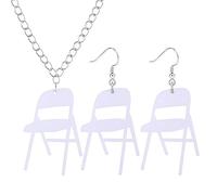 Dreuyet Folding Chair Earrings & Necklace Sets for Women - Alabama Brawl Funny Fight Acrylic Weird Statement Jewelry Gifts, Acrylic, No Gemstone