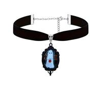 Dreuyet Ghost Cameo Velvet Necklace for Women Cute Ghost Choker Necklace Gothic Vintage Crystal Glass Mystic Victorian Boo Pumpkin Punk Style Halloween Costume Jewelry, Middle, Glass Crystal Velvet