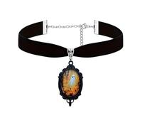 Dreuyet Ghost Cameo Velvet Necklace for Women Cute Ghost Choker Necklace Gothic Vintage Crystal Glass Mystic Victorian Boo Pumpkin Punk Style Halloween Costume Jewelry, Middle, Glass Crystal Velvet