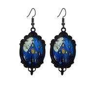 Dreuyet Gothic Castle Cameo Earrings for Women Vintage Crystal Glass Castle Earring Goth Punk Style Mystic Victorian Earrings Halloween Castle Wizard Witch Earring Jewelry, Middle, Glass Crystal Metal