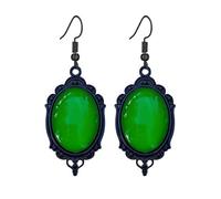 Dreuyet Gothic Crystal Cameo Earrings Vintage Crystal Glass Black Red Green Purple Gem Drop Earring Dark Punk Style Mystic Victorian Halloween Jewelry for Women, Middle, Crystal Glass Metal, No