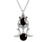 Dreuyet Gothic Moon Crystal Necklace for Women Vintage Punk Red Black Purple Crescent Necklaces Goth Triple Moon Goddess Amulet Pendant Halloween Costume Jewelry, Middle, Crystal Metal, No Gemstone
