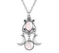 Dreuyet Gothic Moon Crystal Necklace for Women Vintage Punk Red Black Purple Crescent Necklaces Goth Triple Moon Goddess Amulet Pendant Halloween Costume Jewelry, Middle, Crystal Metal, No Gemstone