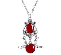 Dreuyet Gothic Moon Crystal Necklace for Women Vintage Punk Red Black Purple Crescent Necklaces Goth Triple Moon Goddess Amulet Pendant Halloween Costume Jewelry, Middle, Crystal Metal, No Gemstone
