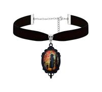 Dreuyet Gothic Witch Cameo Velvet Choker Necklace for Women Gothic Vintage Crystal Glass Witch Hat Pendant Necklaces Goth Mystic Victorian Necklace Punk Style Halloween Jewelry, Middle, Velvet Crystal