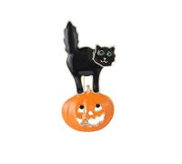 Dreuyet Halloween Brooch Pin for Women Ladies Rhinestone Crystal Ghost Bat Spider Pumpkin Witch Hat Skull Cat Brooch Lapel Pins Cute Holiday Halloween Jewelry Hat Bag Suit Dress Accessories, Middle